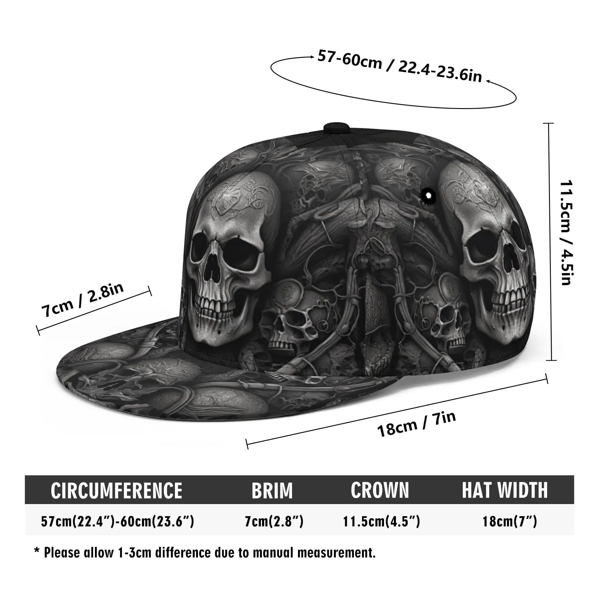 Black Skulls Pattern Classic Snapback Hat