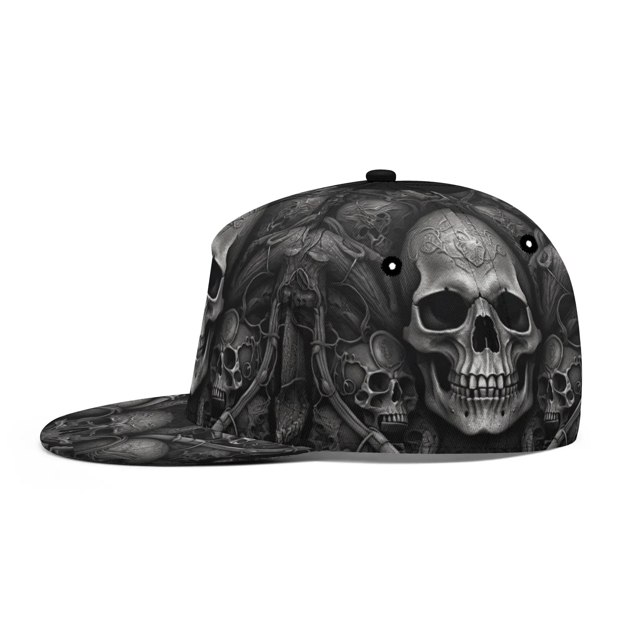 Black Skulls Pattern Classic Snapback Hat