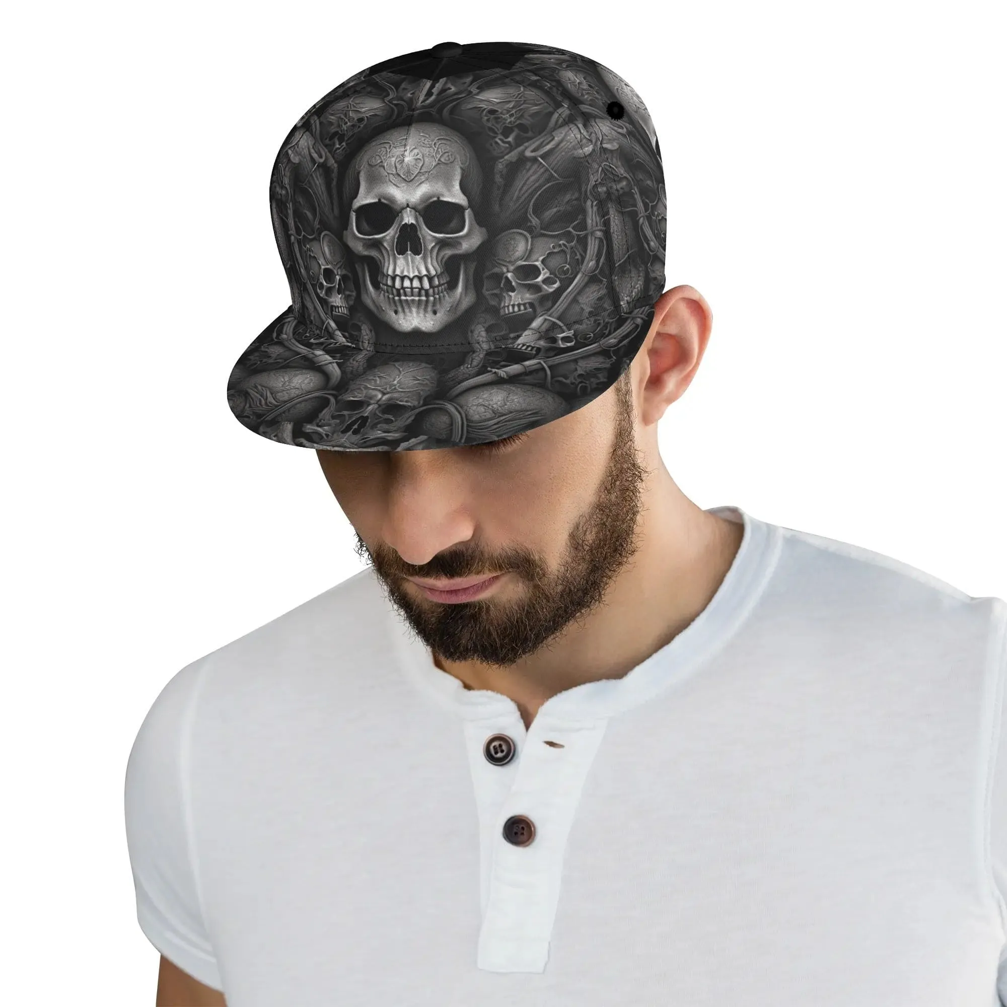 Black Skulls Pattern Classic Snapback Hat