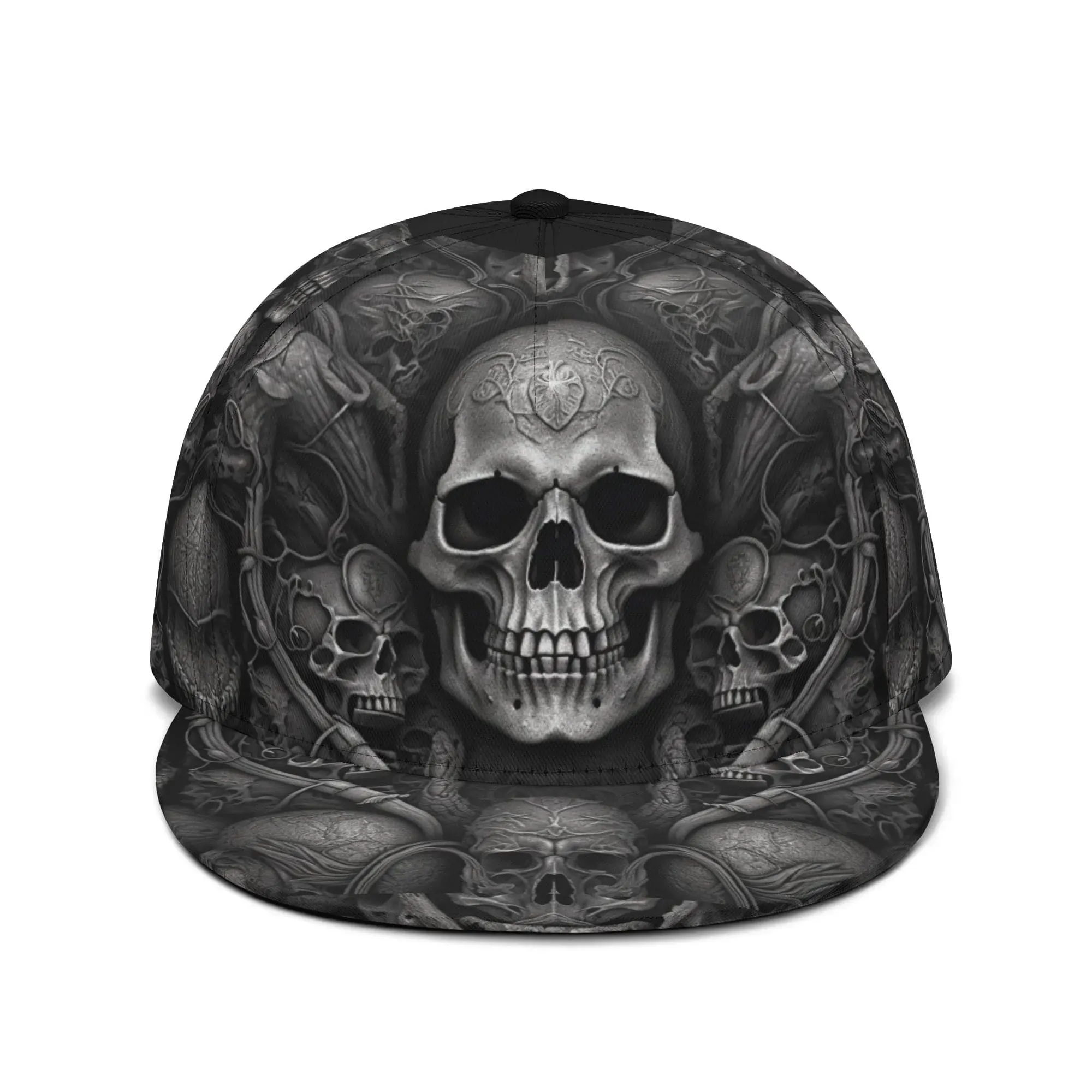 Black Skulls Pattern Classic Snapback Hat