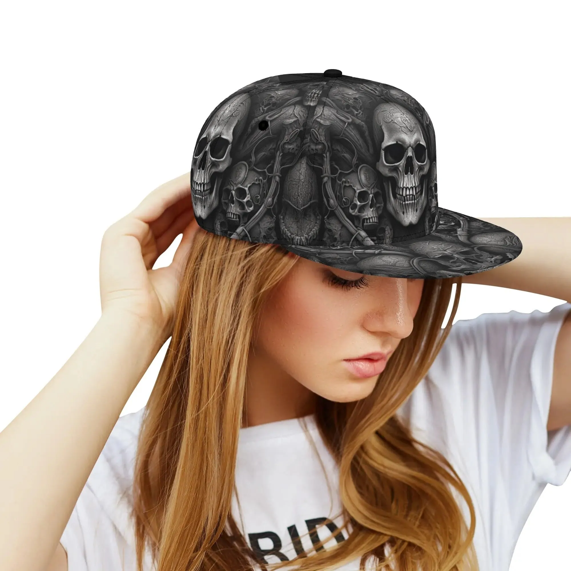 Black Skulls Pattern Classic Snapback Hat