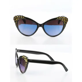 Cate- eyed Rhinestone corner glasses Black Multiple color Rhinestones