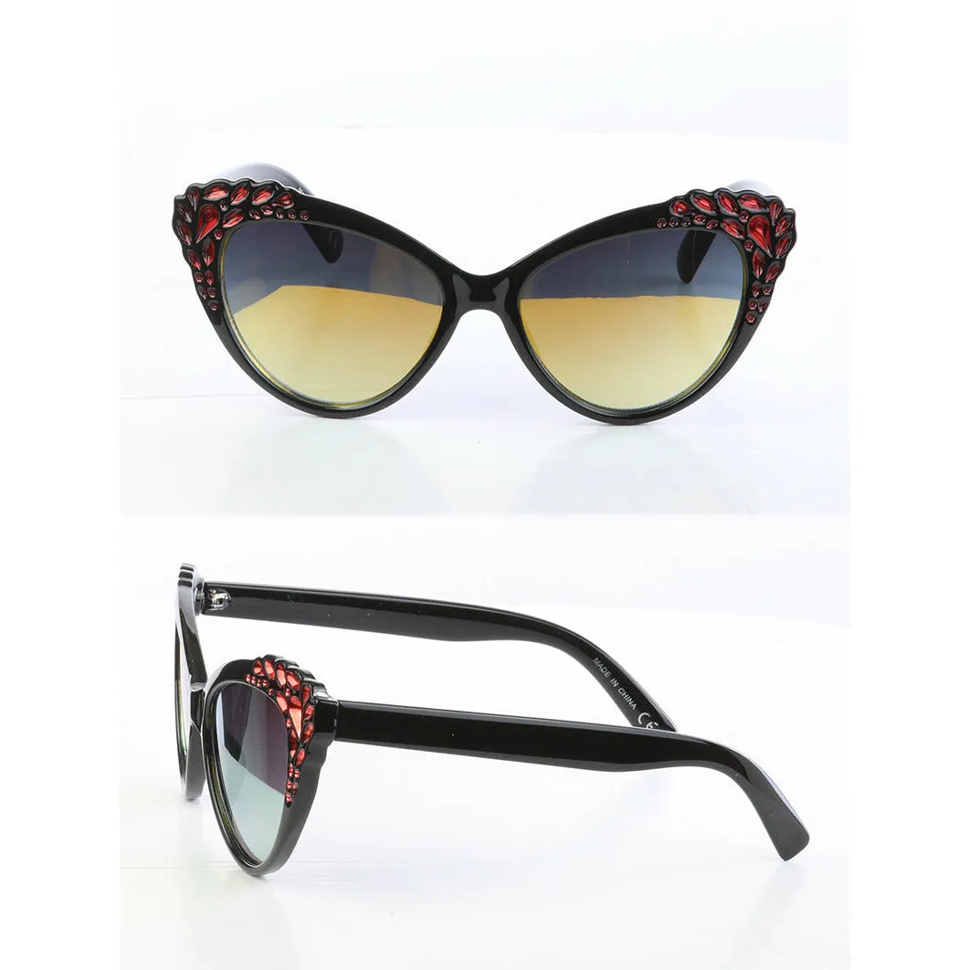 Cate- eyed Rhinestone corner glasses Black Multiple color Rhinestones