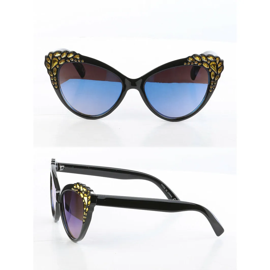 Cate- eyed Rhinestone corner glasses Black Multiple color Rhinestones