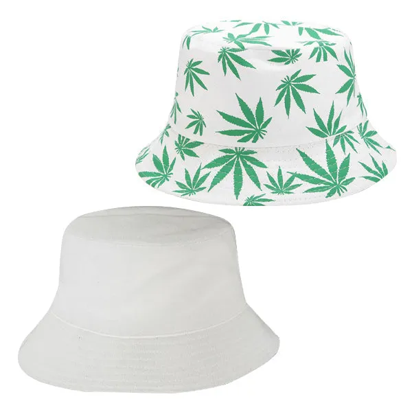 Classic White Cannabis Bucket Hat