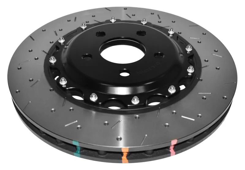 DBA 09  Nissan GTR R-35 Front Drilled & Slotted 5000 Series 2 Piece Rotor Assembled w/ Black Hat (Av