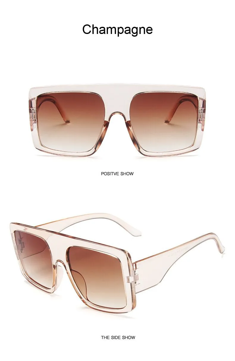 Fashion Square Sunglasses, Oversized Big Frame Designer Gradient Shades