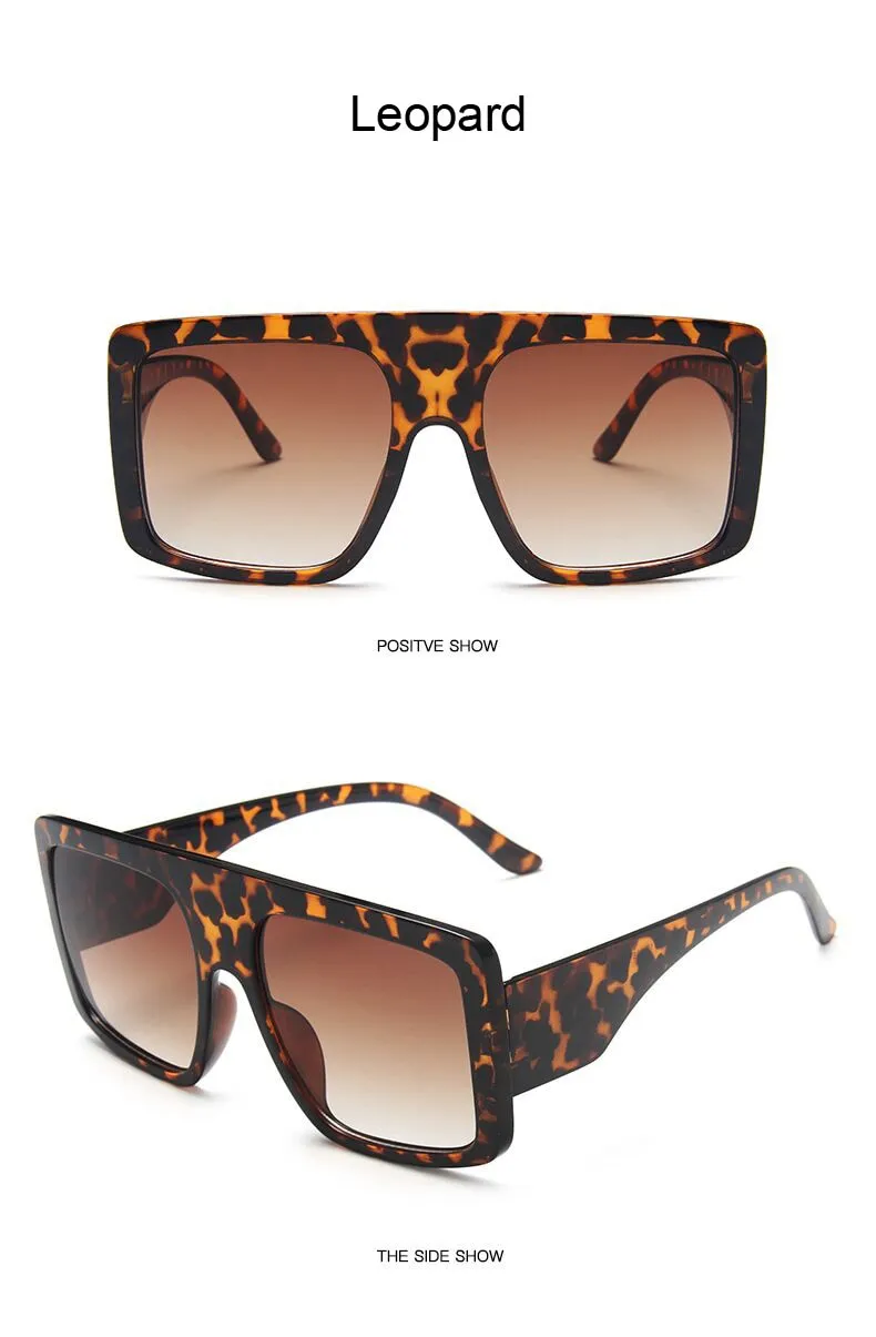 Fashion Square Sunglasses, Oversized Big Frame Designer Gradient Shades