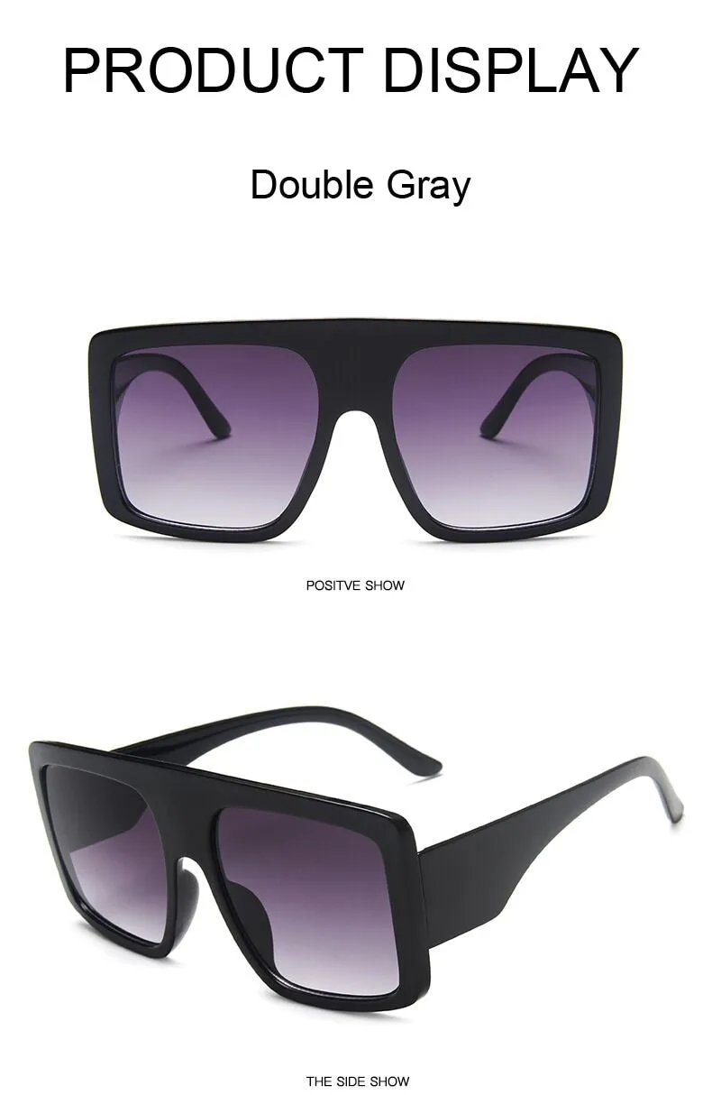 Fashion Square Sunglasses, Oversized Big Frame Designer Gradient Shades