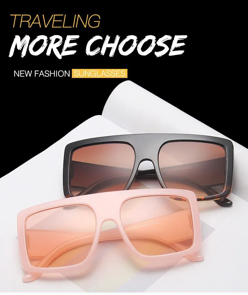 Fashion Square Sunglasses, Oversized Big Frame Designer Gradient Shades