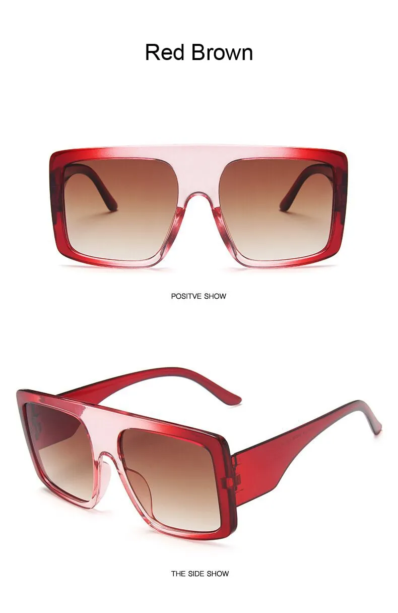 Fashion Square Sunglasses, Oversized Big Frame Designer Gradient Shades
