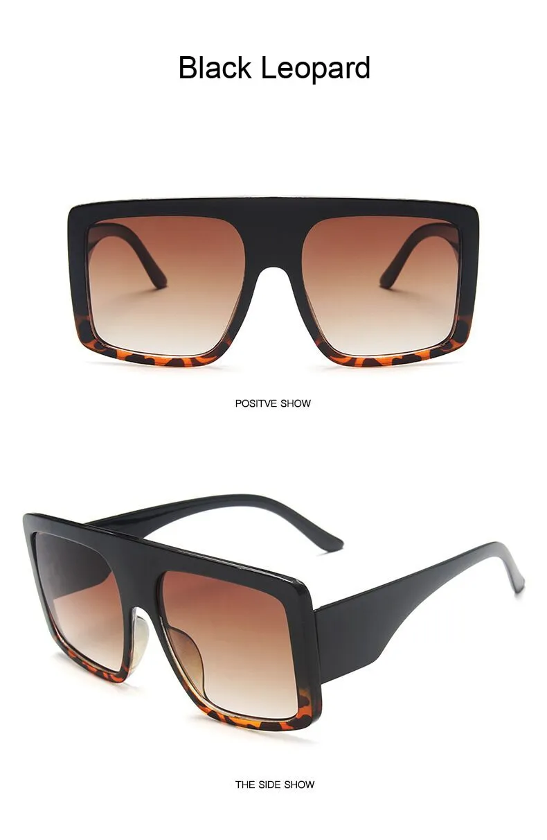 Fashion Square Sunglasses, Oversized Big Frame Designer Gradient Shades