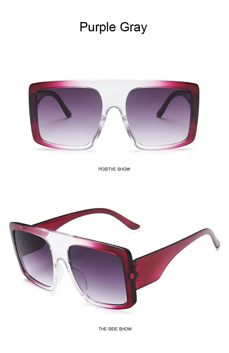 Fashion Square Sunglasses, Oversized Big Frame Designer Gradient Shades