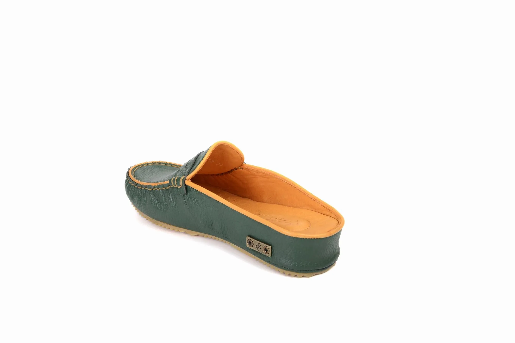 FOOT FEDERATION MOC-TOE MEN'S LEATHER SLIPPER GREEN