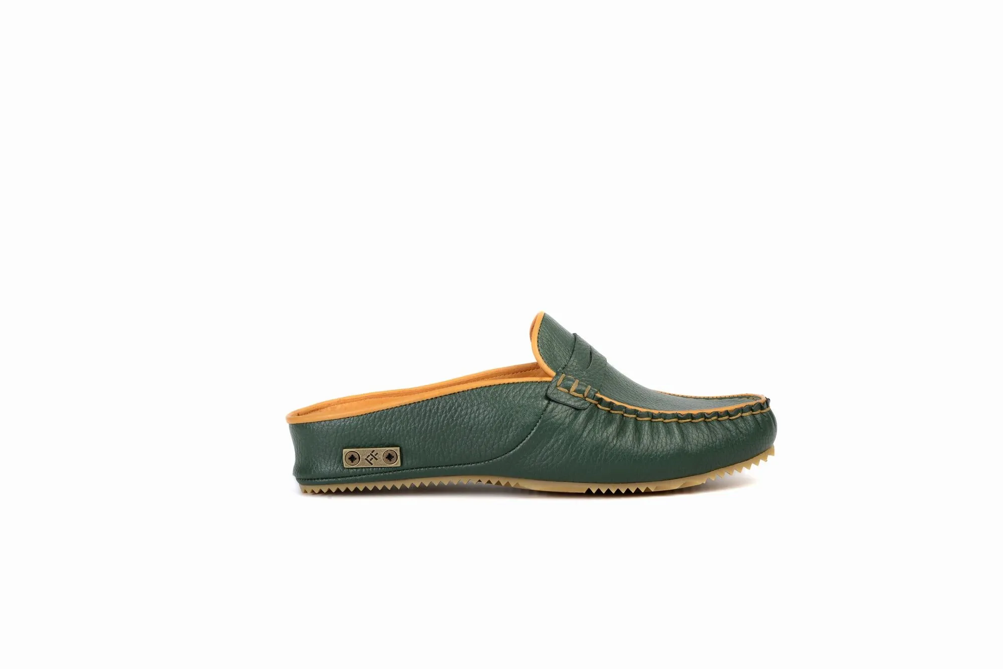 FOOT FEDERATION MOC-TOE MEN'S LEATHER SLIPPER GREEN