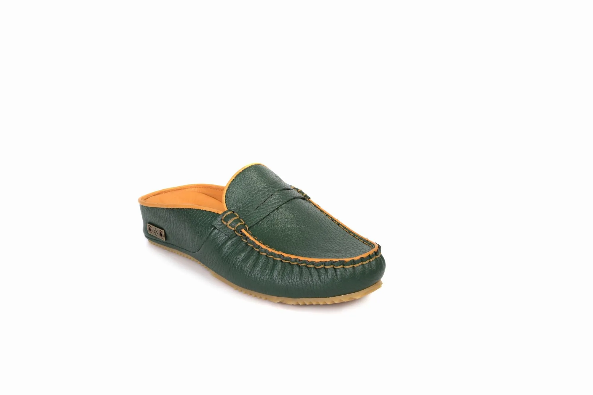 FOOT FEDERATION MOC-TOE MEN'S LEATHER SLIPPER GREEN