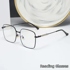 Kocolior Mens Full Rim Large Square Alloy Reading Glasses 8960