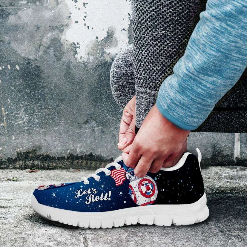 Lets Roll! Streaming American Flag - Patriotic Droids BB-8 Roll Running Shoes