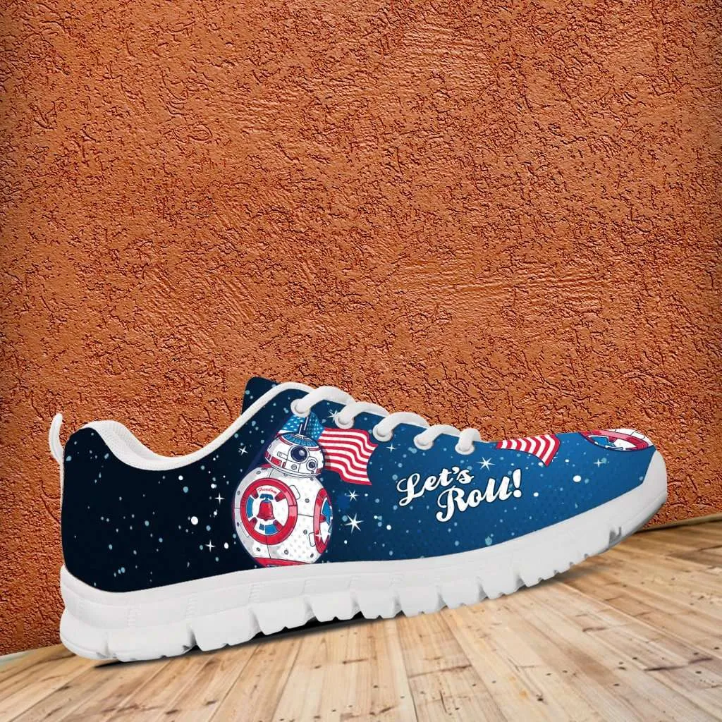 Lets Roll! Streaming American Flag - Patriotic Droids BB-8 Roll Running Shoes