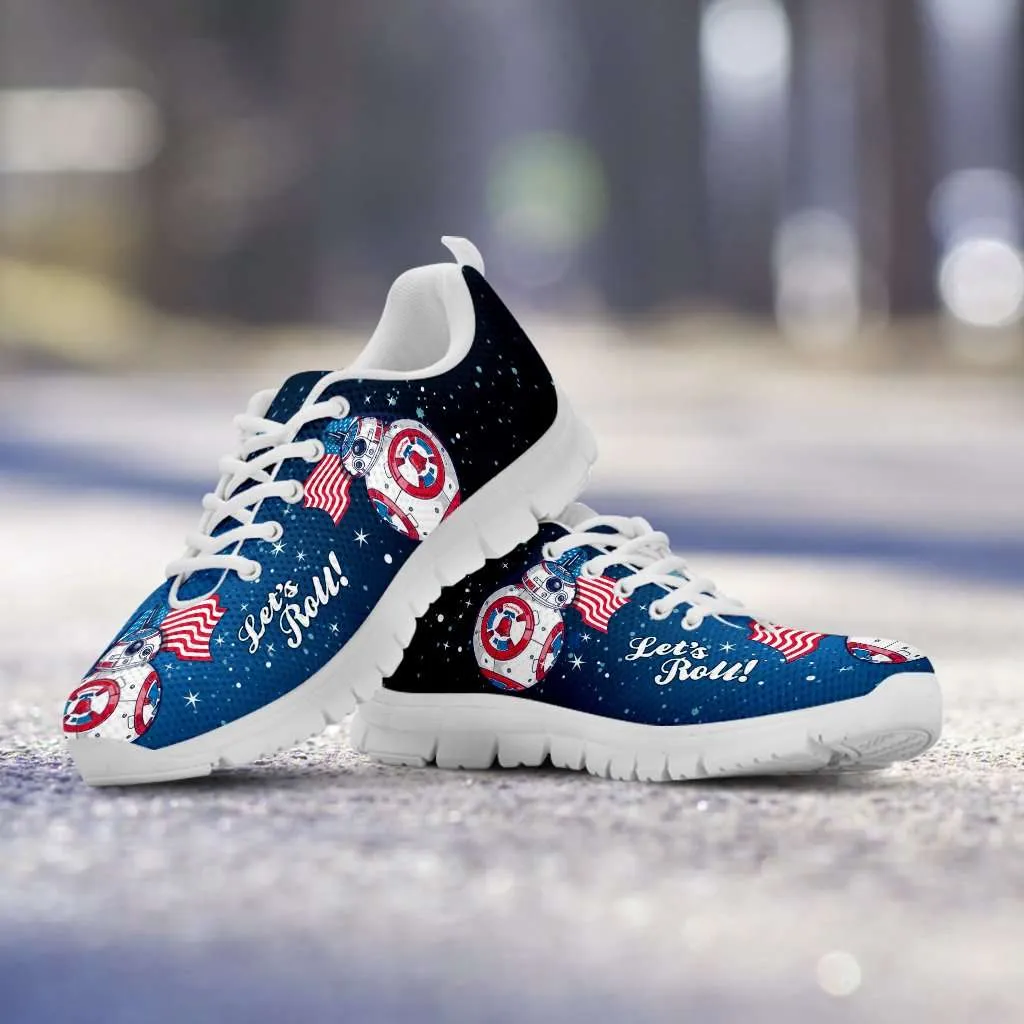 Lets Roll! Streaming American Flag - Patriotic Droids BB-8 Roll Running Shoes