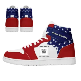 Luxury Gifts,Personalized High Top Sneakers, Custom Flag Design Shoes, Patriotic Shoes,AJ1H-24020038