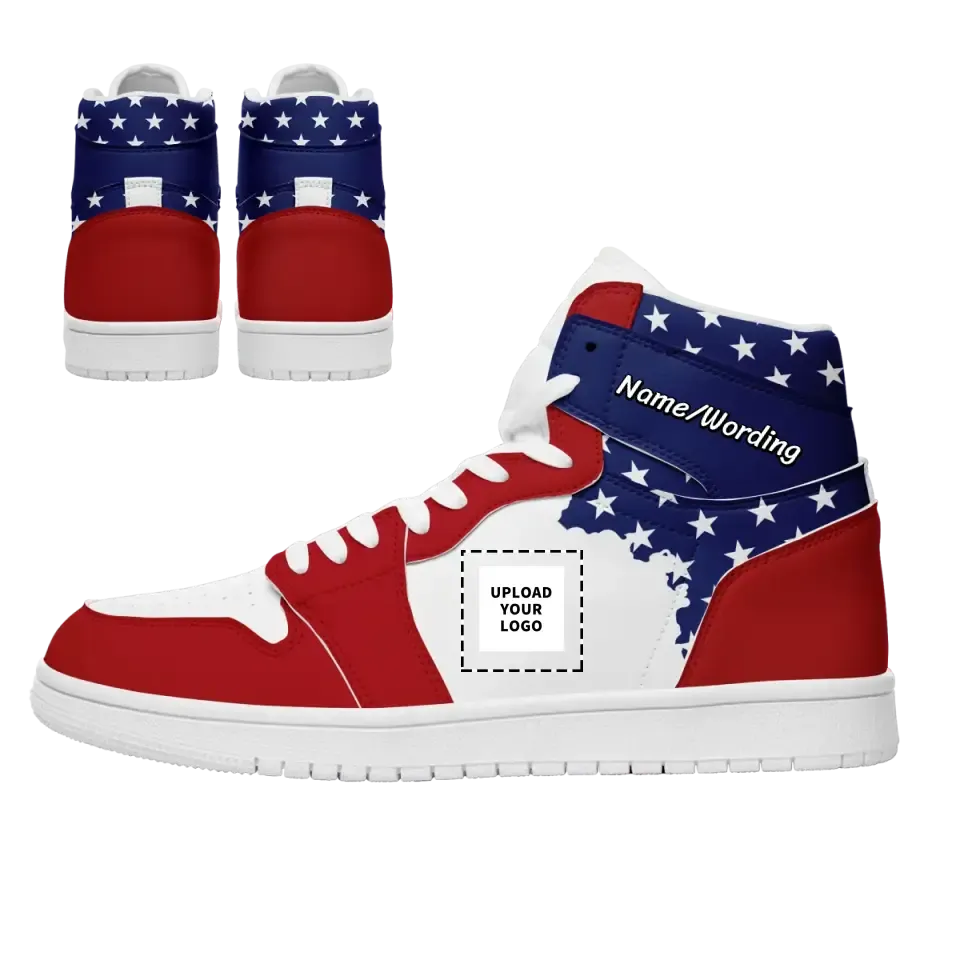Luxury Gifts,Personalized High Top Sneakers, Custom Flag Design Shoes, Patriotic Shoes,AJ1H-24020038