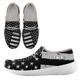 Unique Gift,Personalized Patriotic Canvas Slip-On Sneakers, Custom USA Flag Design Loafer Shoes, Buy One Get One Gift,FN042-24020304-6w